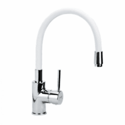 Baterija za sudoperu MINOTTI TUBO sa 2 cevi gibljiva lula 6129W - bela