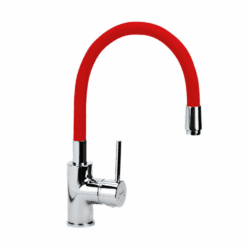 Baterija za sudoperu MINOTTI TUBO sa 2 cevi gibljiva lula 6132R - crvena